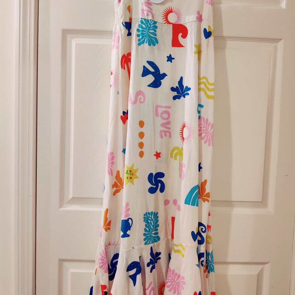 "PAPER HEARTS" Red and Blue Sleeveless Maxi Sundress with Spaghetti Straps - Picture 13 of 16
